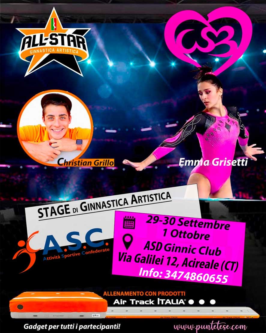 Locandina Stage di Ginnastica Artistica ad Acireale (CT)