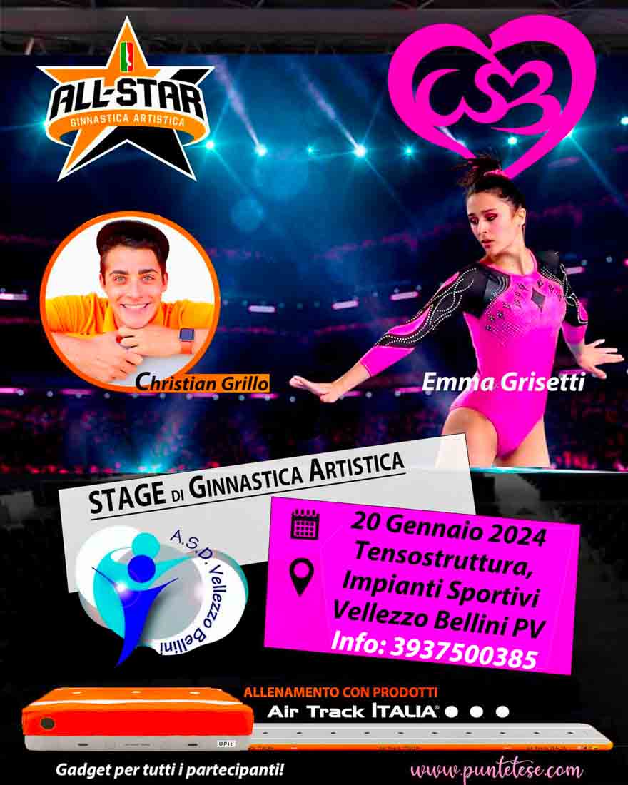 Locandina Stage di Ginnastica Artistica a Villezzo Bellini (PV)